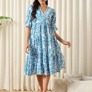 KALINI Floral Printed V-Neck