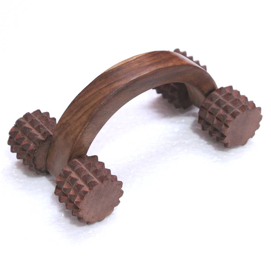 Wooden Acupressure Roller Back Massager, Ring Two Sided for Body Relaxation –Gladkart.com