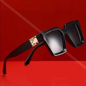 29K Unisex Black Rectangular Chip Sunglasses – Stylish, Durable & UV-Protected Eyewear for Men and Women