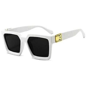 29K White Rectangular Chip Sunglasses – Unisex UV-Protected Eyewear for Men & Women | Indian Edition