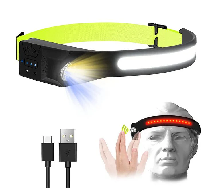 LED Headlamp,Rechargeable Headlamps with All Perspectives Induction,New Upgrade, Heat and SweatProof,350Lumens,Weatherproof,Running,Camping,Outdoor Headlight-with Safety Light for Adults and Kids head