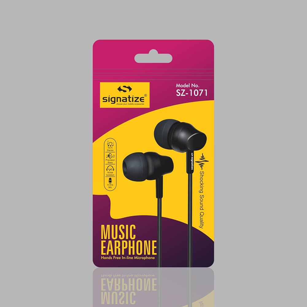 SIGNATIZE Audio Wired in Ear Earphones with Built in Mic, 10 mm Driver, Powerful bass and Clear Sound-SZ-1071