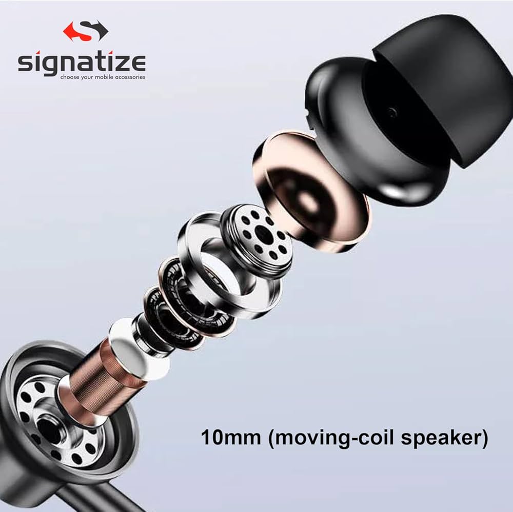 SIGNATIZE Audio Wired in Ear Earphones with Built in Mic, 10 mm Driver, Powerful bass and Clear Sound-SZ-1071 a